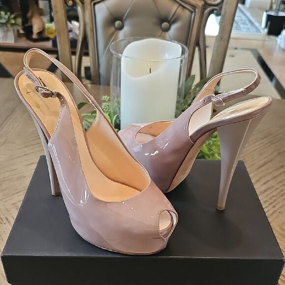 Giuseppe Zanotti Shoes - Giuseppe Zanotti Size 7.5 Nude Peep Toe Platform Heels 37.5